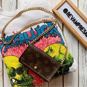 VINTAGE LOUIS VUITTON MINI POCHETTE MONOGRAM WALLET ON CHAIN CROSSBODY BAG